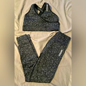 Gym shark black cheetah leggings and sports bra! Slimming down my closet!